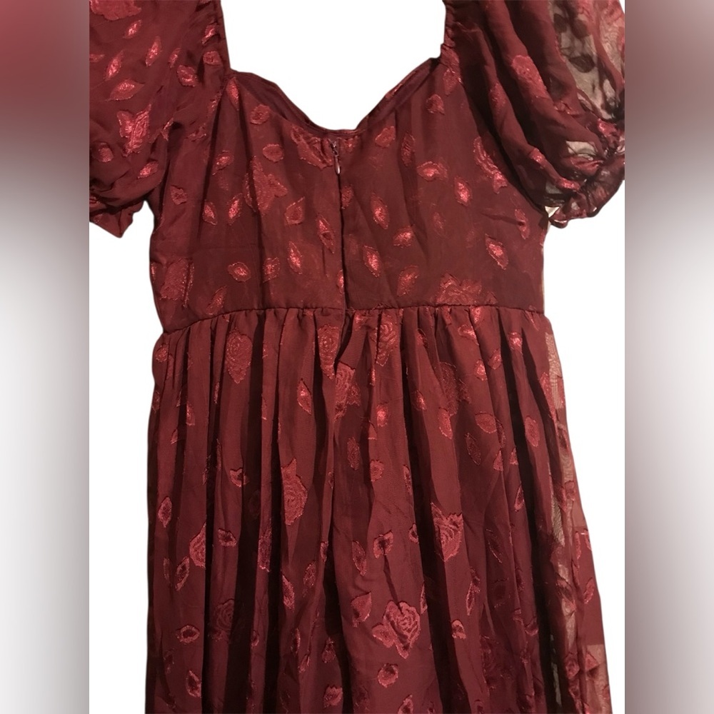 Phenomenal Sweetness Burgundy Floral Burnout Bustier Maxi Dress - Picture 8 of 11